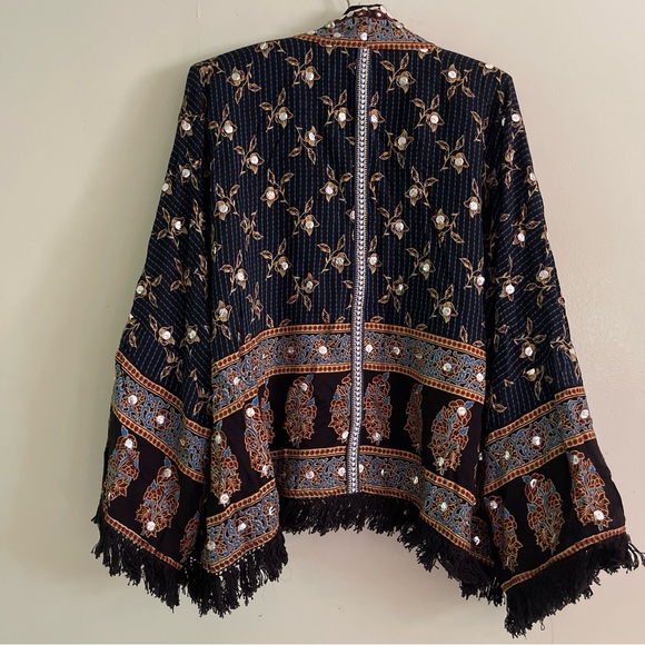 Free People Ray Of Light Embellished Fringe Trim Jacket - Picture 6 of 6